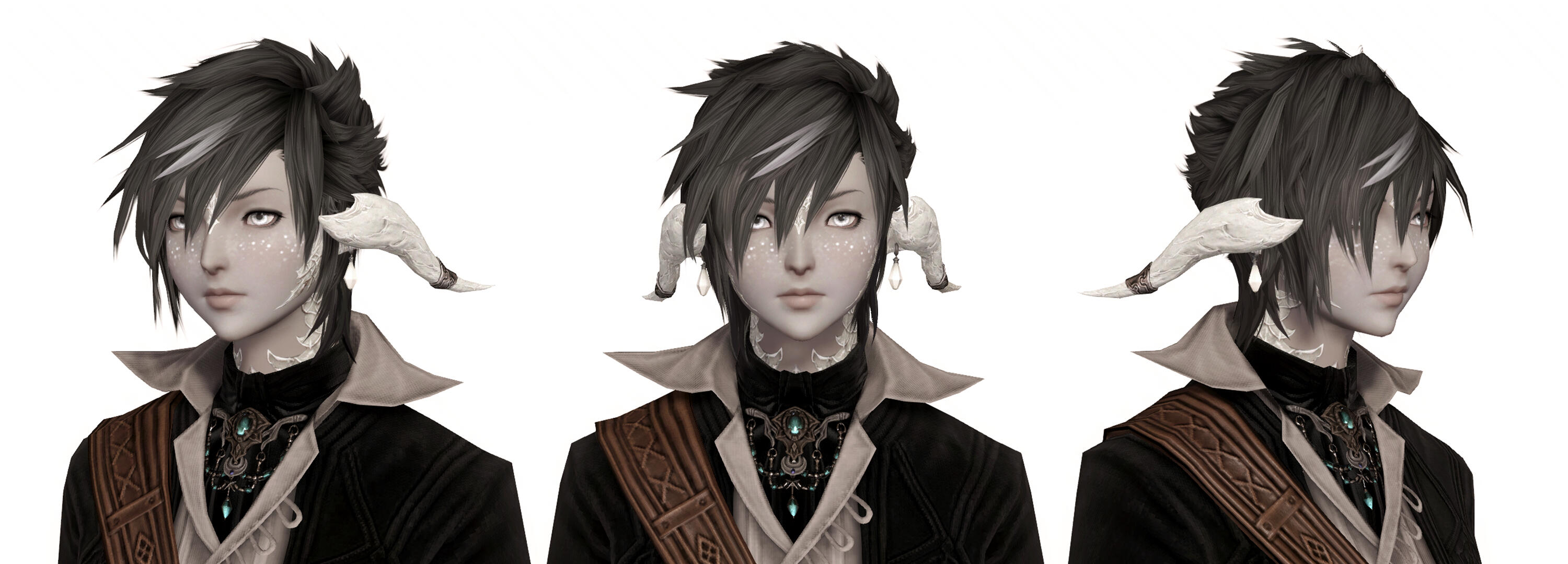 Earrings are attached to base of horns (no ears)